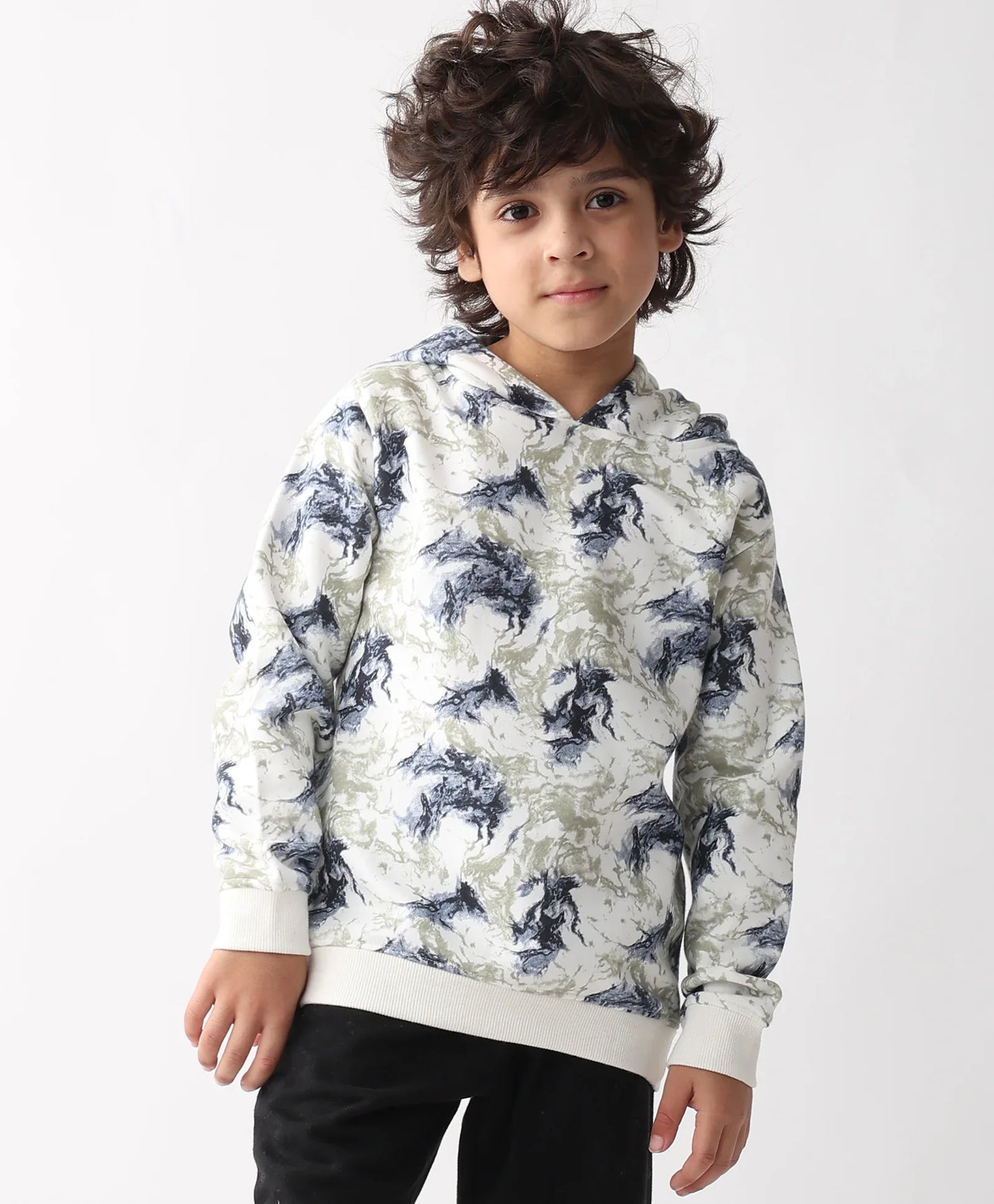 BLACK BLUE LIGHTING BOYS FLEECE HOODIE - BLUE