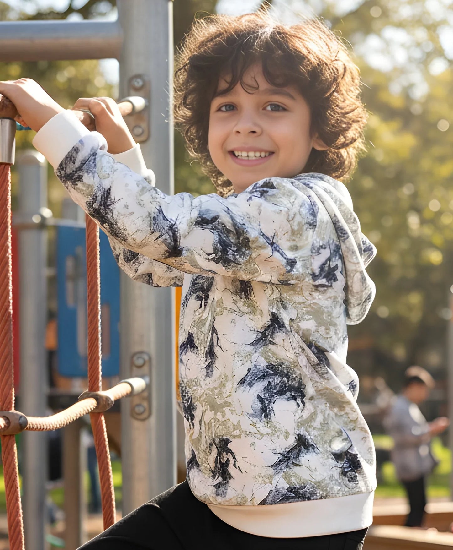 BLACK BLUE LIGHTING BOYS FLEECE HOODIE - BLUE