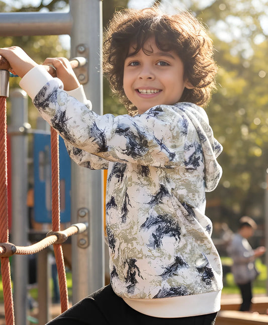 BLACK BLUE LIGHTING BOYS FLEECE HOODIE - BLUE