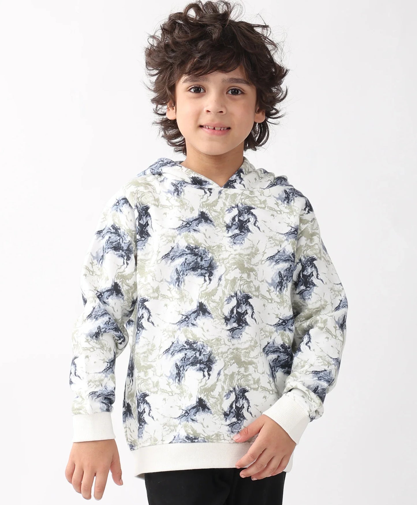 BLACK BLUE LIGHTING BOYS FLEECE HOODIE - BLUE