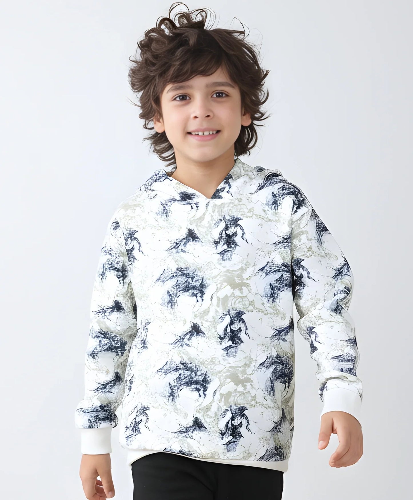 BLACK BLUE LIGHTING BOYS FLEECE HOODIE - BLUE