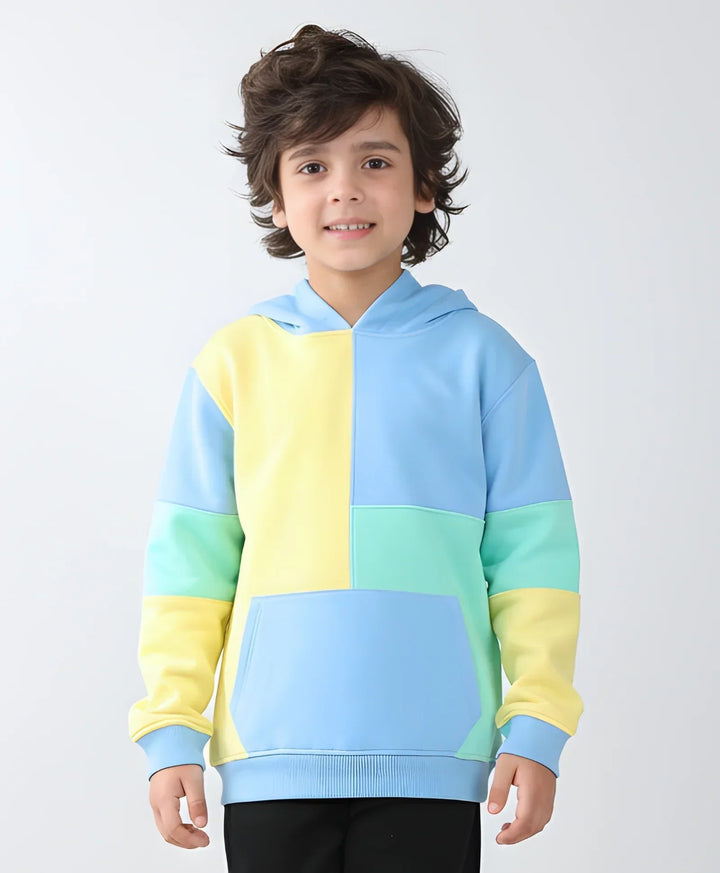 YELLOW SEA GREEN BLUE COLOR BLOCK HOODIE - YELLOW SEA GREEN BLUE - Anthrilo 