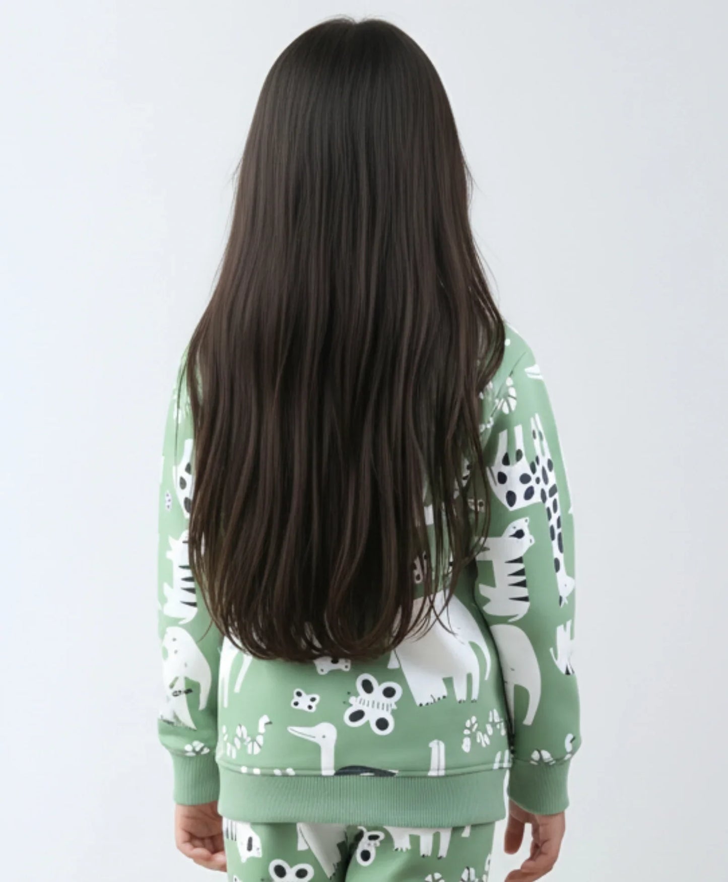 ANIMAL GREEN FLEECE GIRLS SWEATSHIRT - GREEN