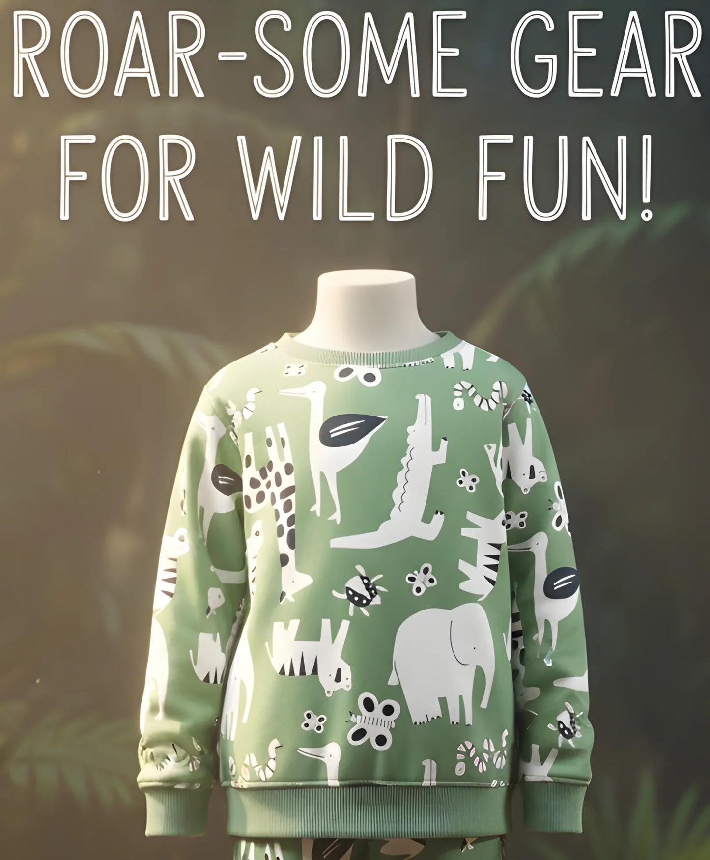 ANIMAL GREEN FLEECE GIRLS SWEATSHIRT - GREEN