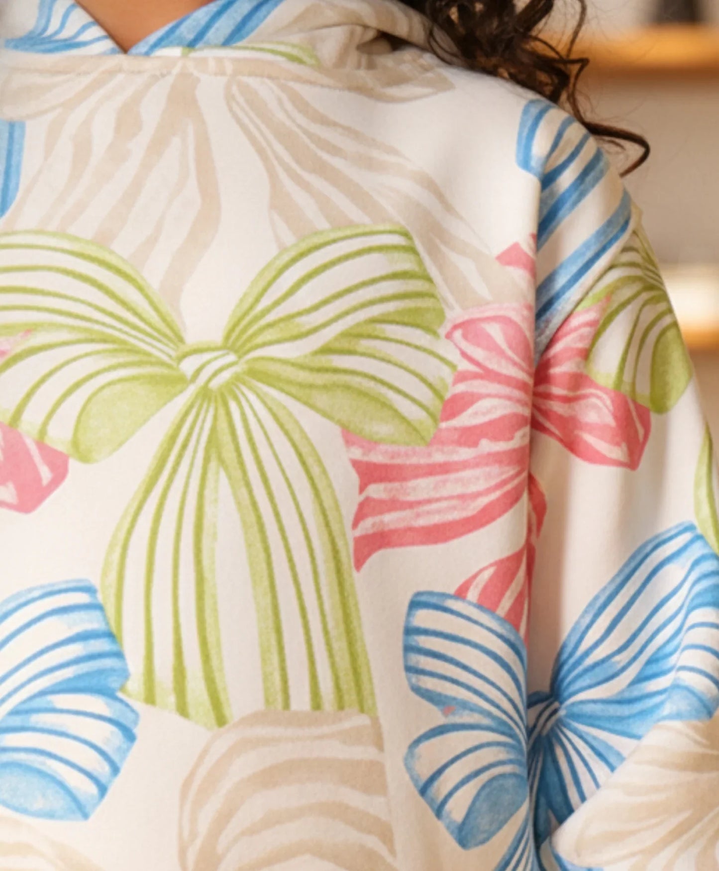 PAINTED BOW GIRLS FLEECE HOODIE  - WHITE