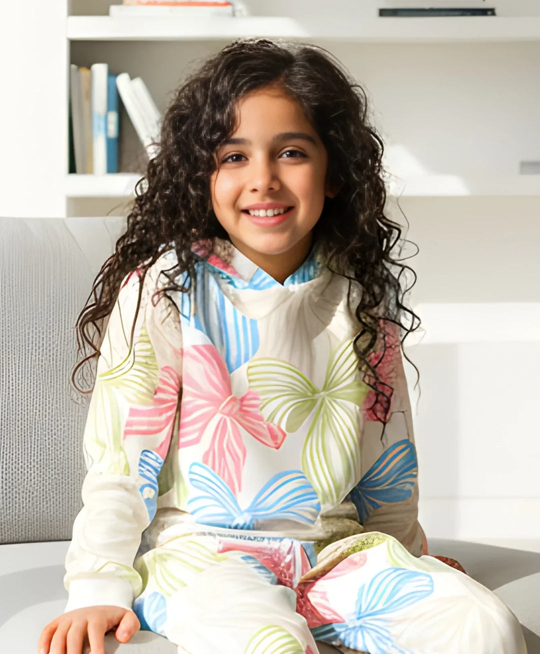 PAINTED BOW GIRLS FLEECE HOODIE - WHITE