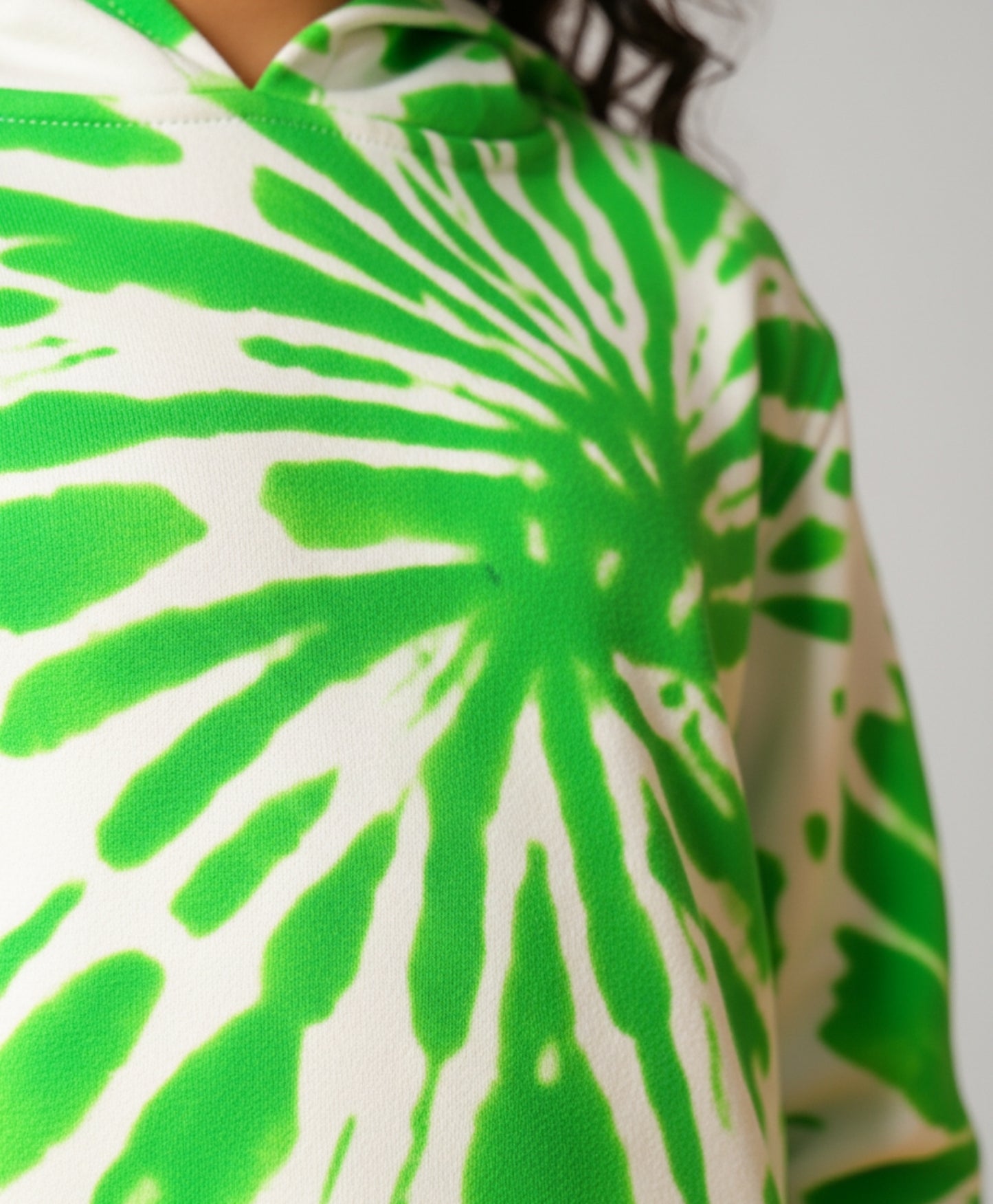 GREEN SWIRL GIRLS FLEECE HOODIE - GREEN