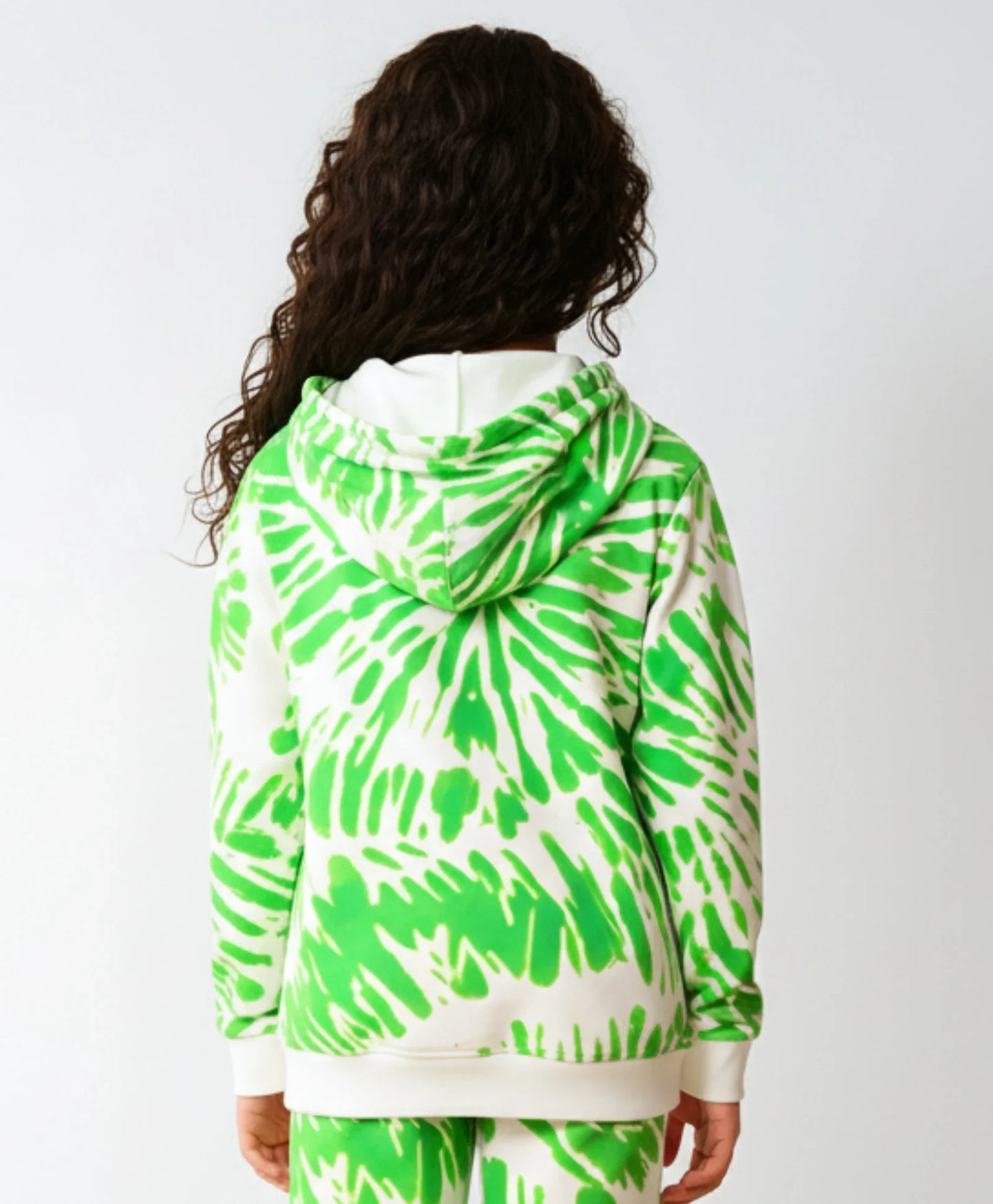 GREEN SWIRL GIRLS FLEECE HOODIE - GREEN