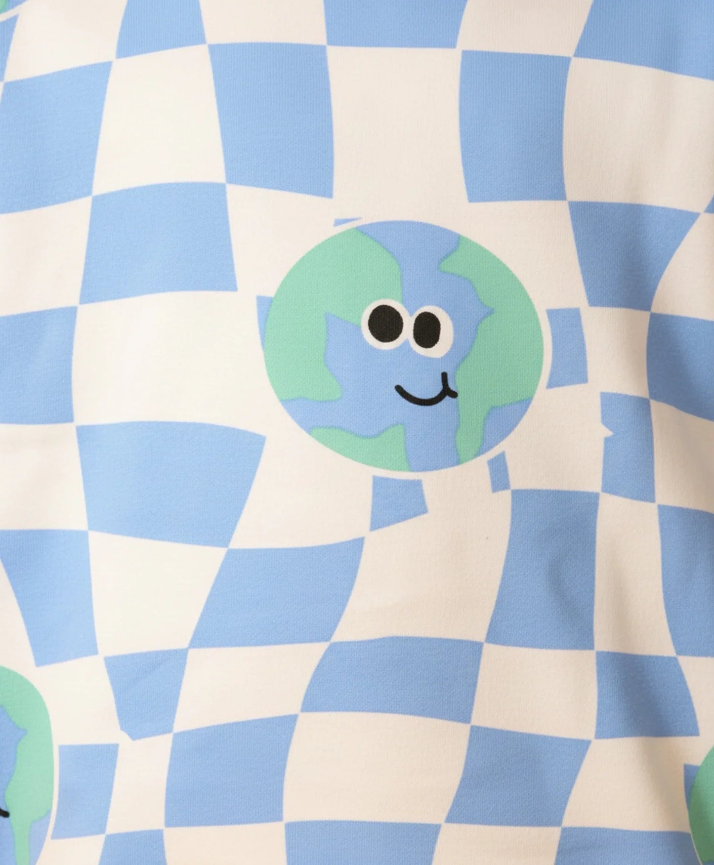 GLOBE CHECK GIRLS FLEECE HOODIE - BLUE