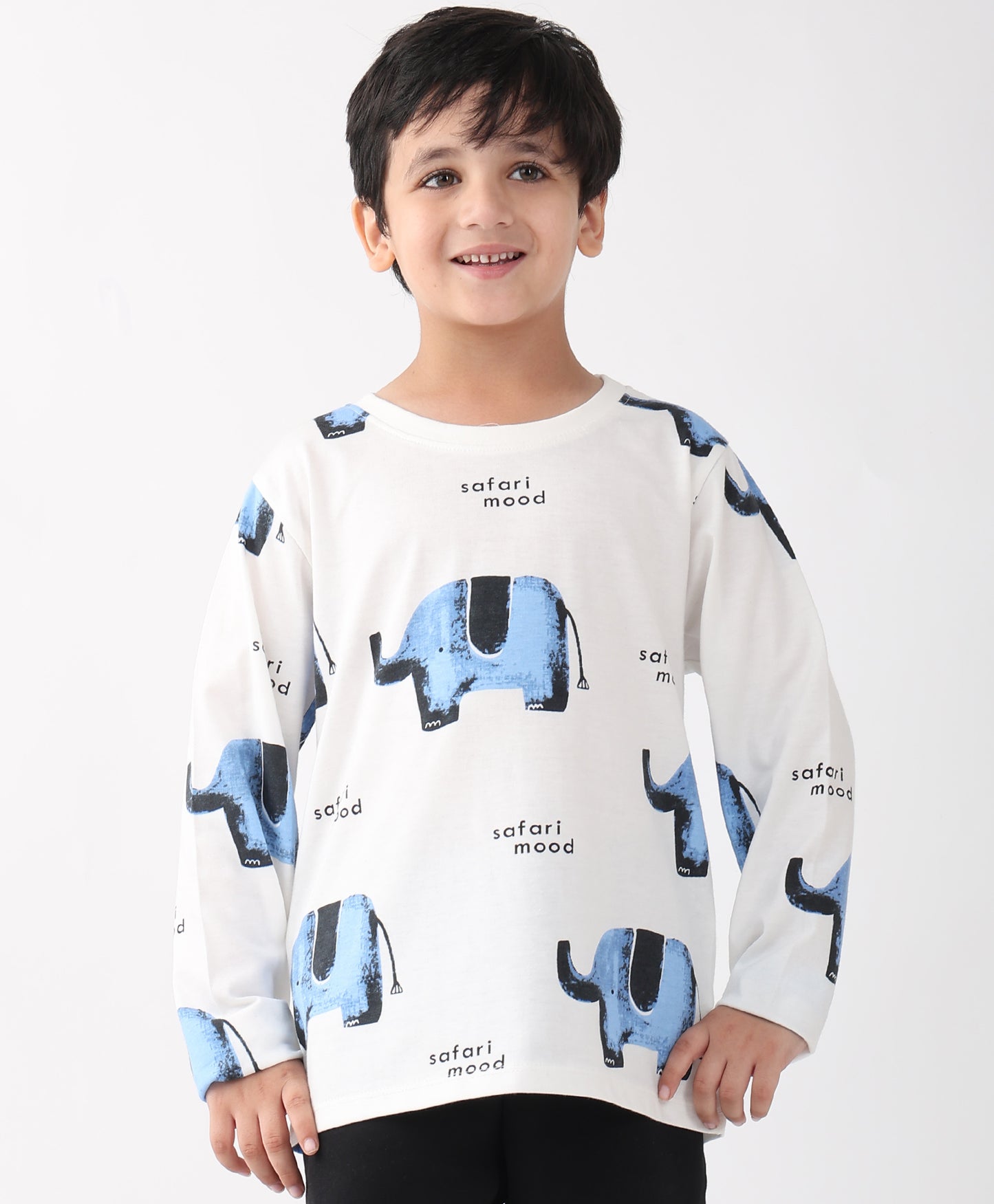 ELEPHANT LONG SLEEVE BOYS T-SHIRT -OFF WHITE