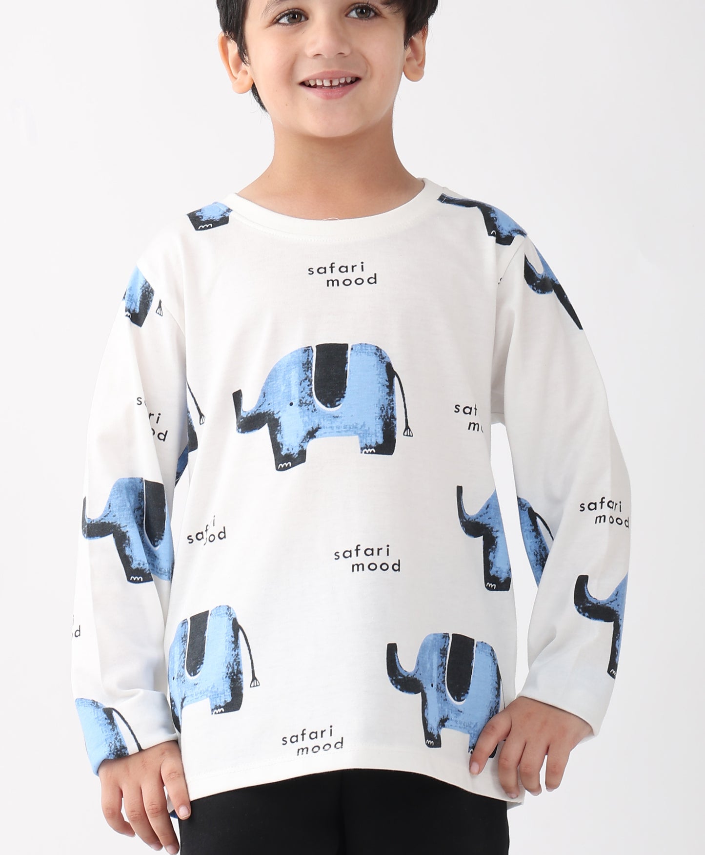ELEPHANT LONG SLEEVE BOYS T-SHIRT -OFF WHITE