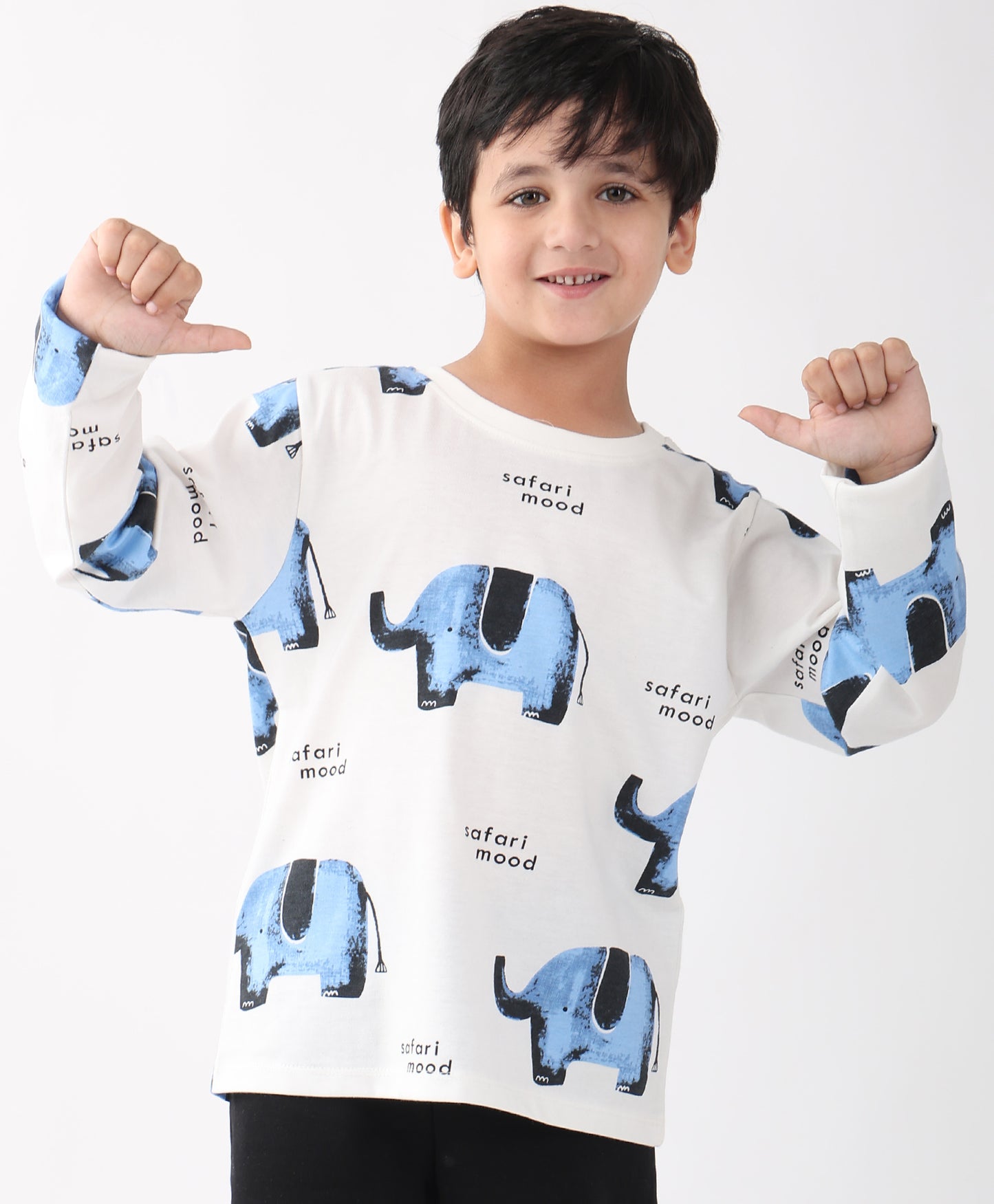 ELEPHANT LONG SLEEVE BOYS T-SHIRT -OFF WHITE