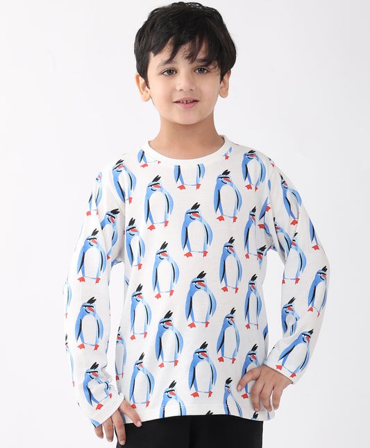 PENGUIN LONG SLEEVE BOYS T-SHIRT -OFF WHITE