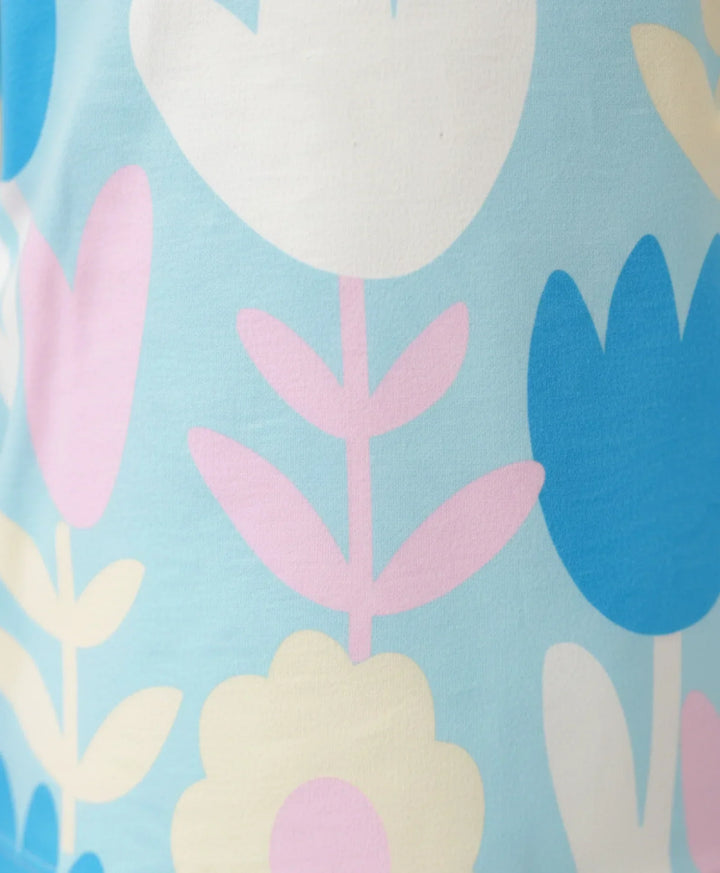 AQUA FLOWER GIRLS LONG SLEEVE PYJAMA SET - AQUA - Anthrilo 