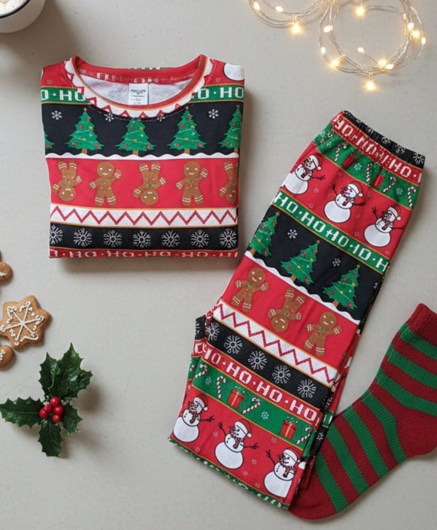 CHRISTMAS RED GIRLS LONG SLEEVE PYJAMA SET - RED