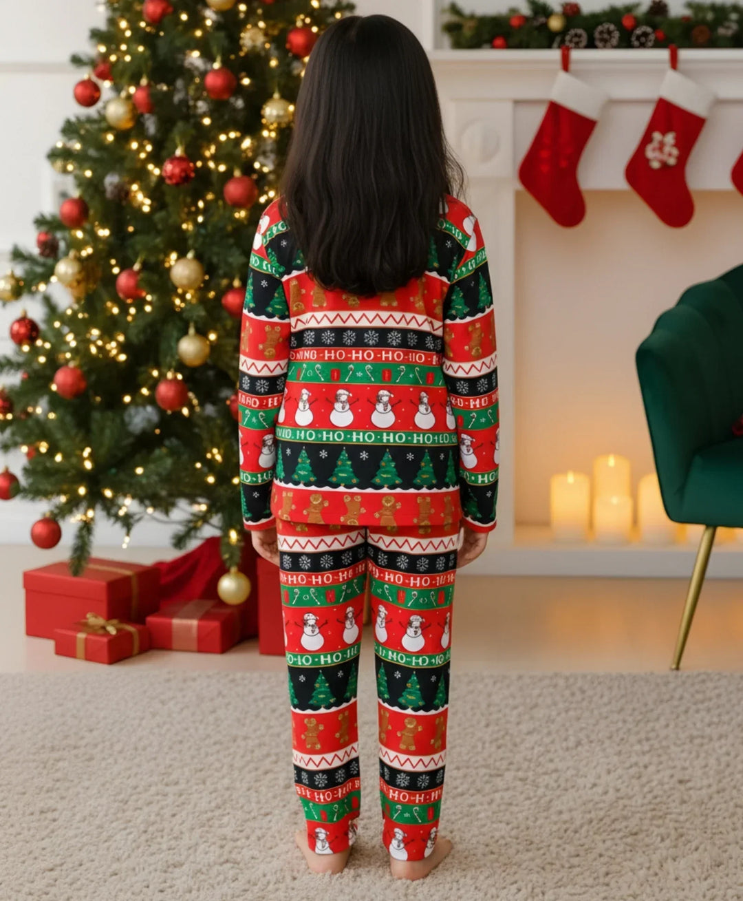 CHRISTMAS RED GIRLS LONG SLEEVE PYJAMA SET - RED - Anthrilo 