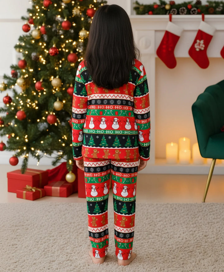 Christmas Red Long Sleeve Pyjama Set - Red