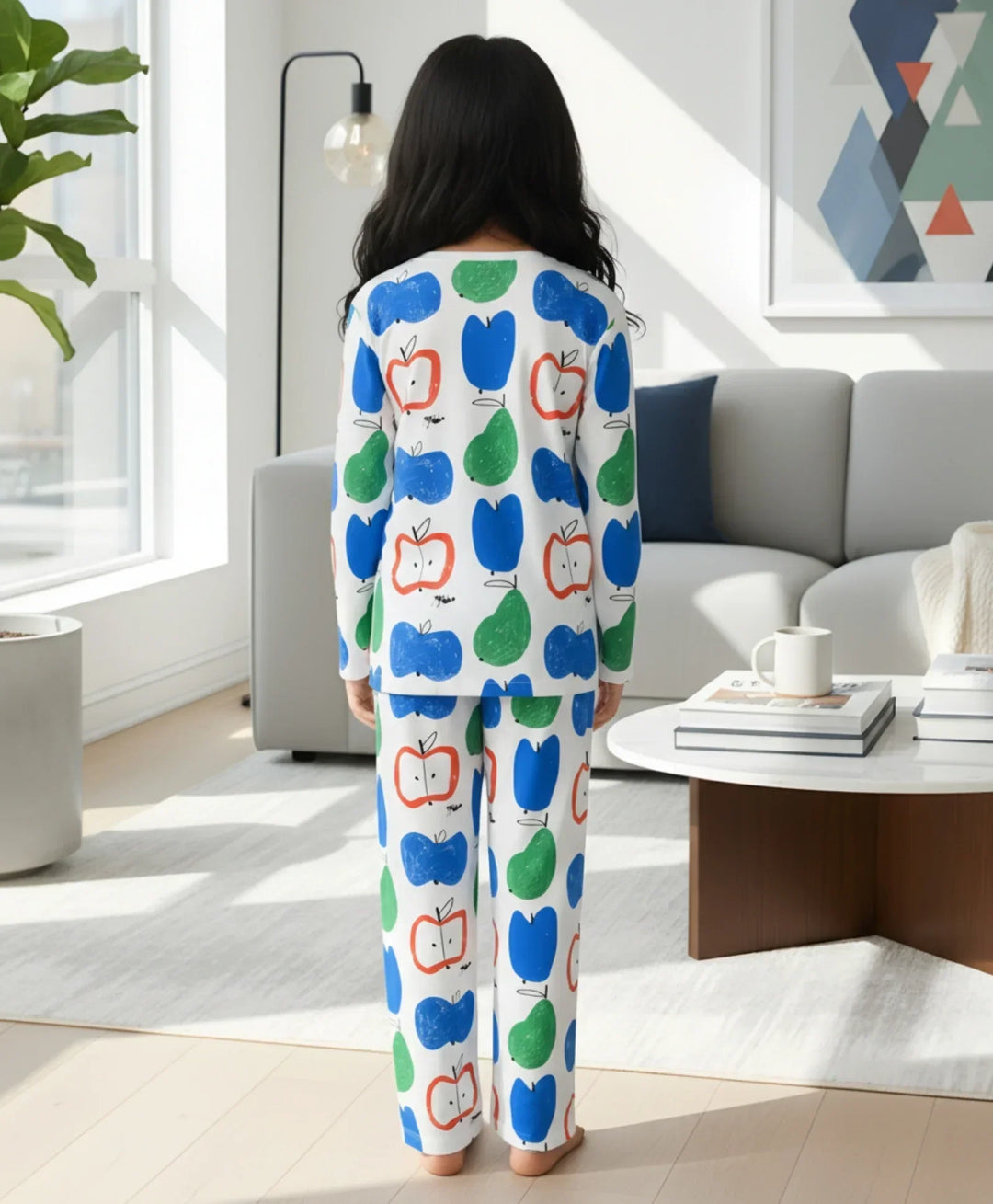 APPLE PEAR GIRLS LONG SLEEVE PYJAMA SET - WHITE - Anthrilo 