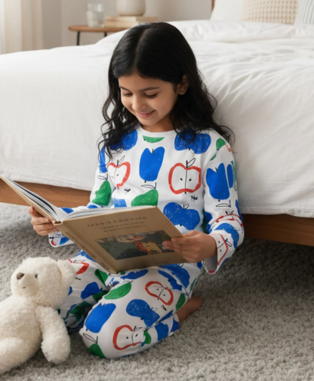 Apple Pear Long Sleeve Pyjama Set -White