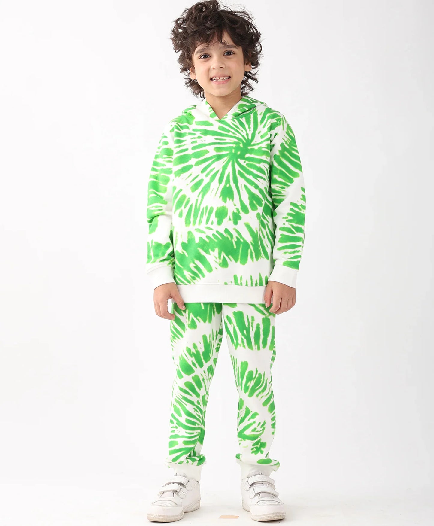 GREEN SWIRL BOYS FLEECE HOODIE JOGGER SET - GREEN