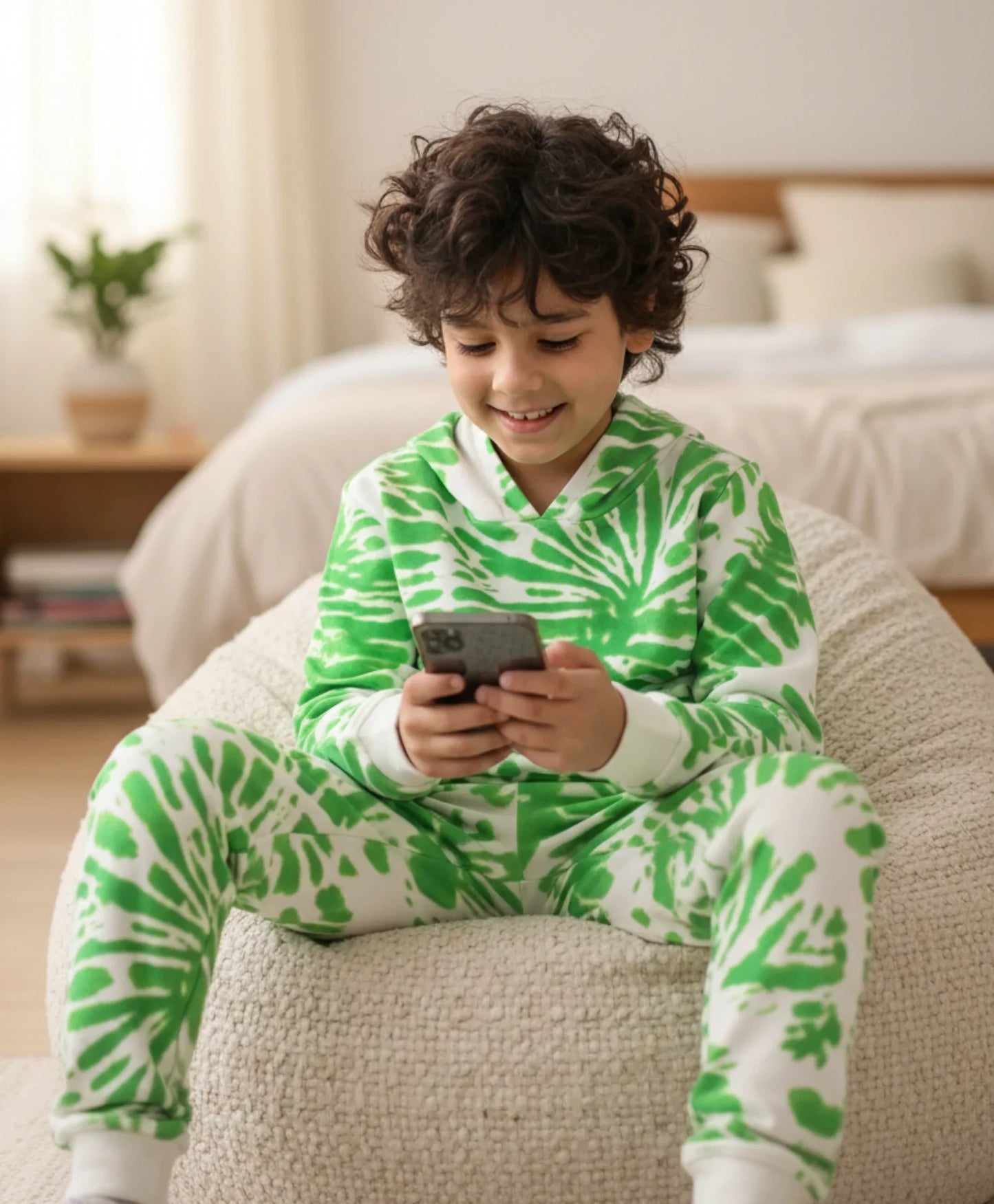 GREEN SWIRL BOYS FLEECE HOODIE JOGGER SET - GREEN