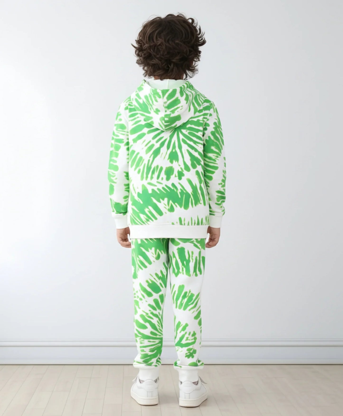 GREEN SWIRL BOYS FLEECE HOODIE JOGGER SET - GREEN