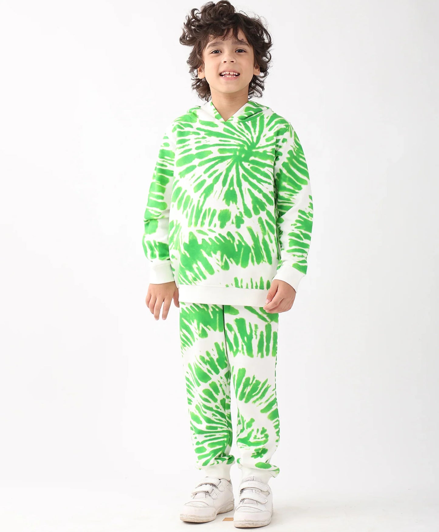 GREEN SWIRL BOYS FLEECE HOODIE JOGGER SET - GREEN