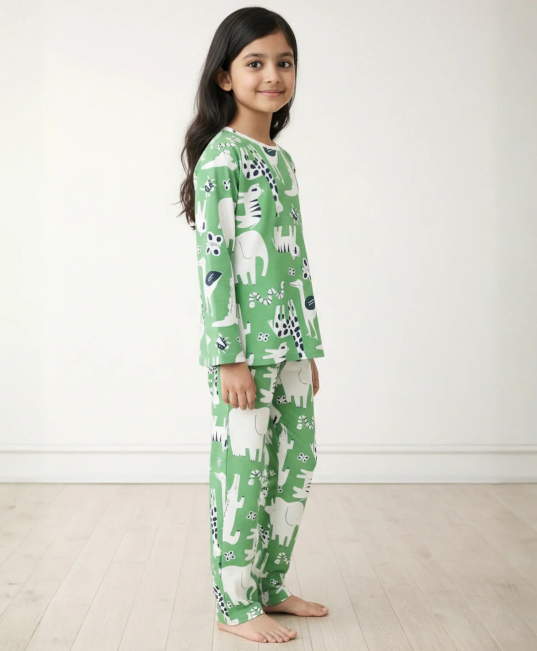 Animal Green Boys Long Sleeve Pyjama Set - Green