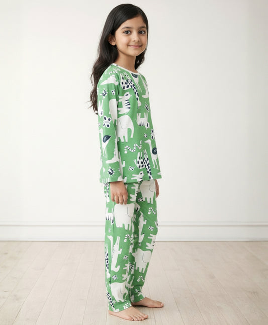 ANIMAL GREEN BOYS LONG SLEEVE PYJAMA SET - GREEN