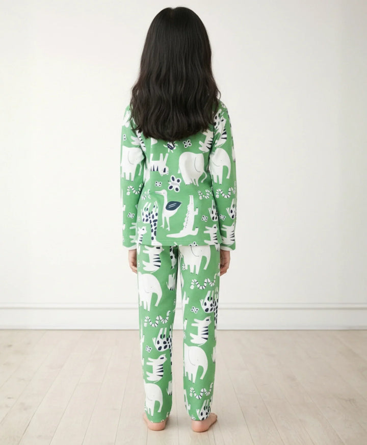 Animal Green Boys Long Sleeve Pyjama Set - Green