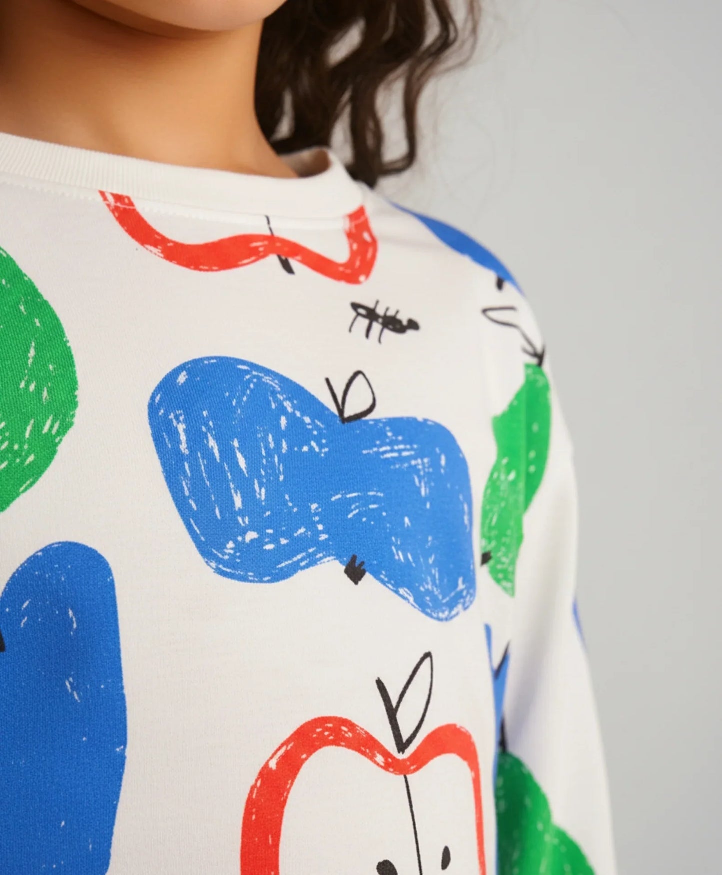 APPLE PEAR LONG SLEEVE GIRLS T-SHIRT - WHITE