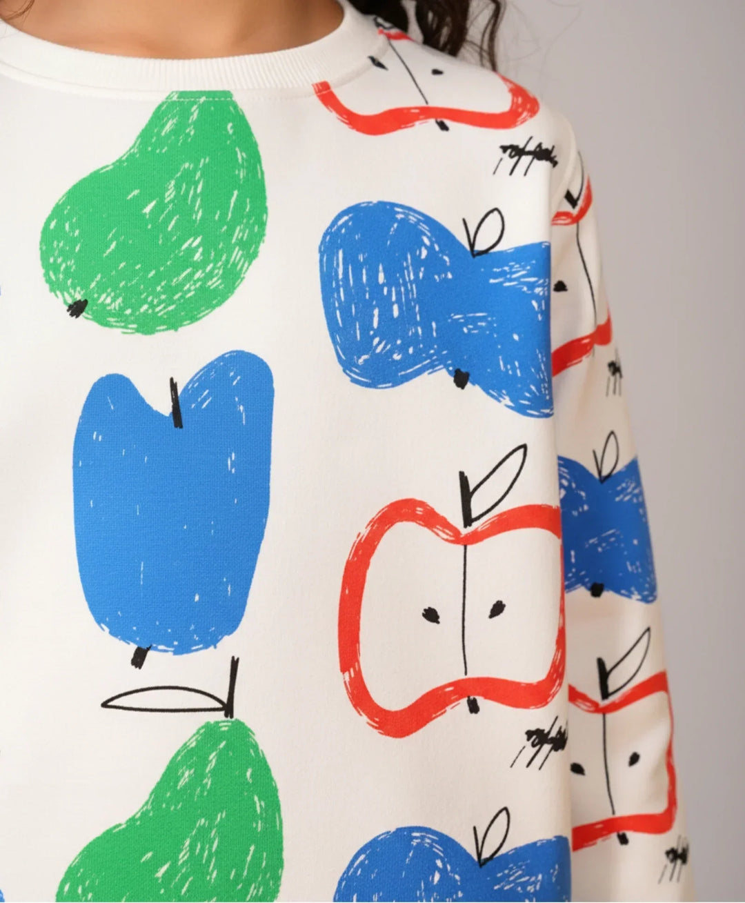 APPLE PEAR LONG SLEEVE GIRLS T-SHIRT - WHITE - Anthrilo 