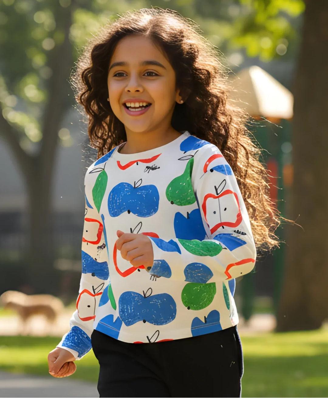 APPLE PEAR LONG SLEEVE GIRLS T-SHIRT - WHITE - Anthrilo 