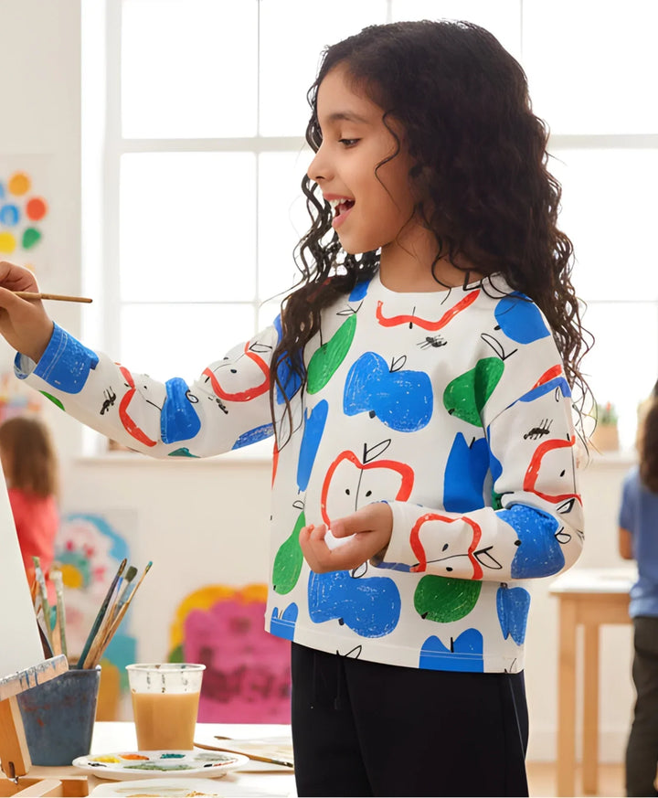 APPLE PEAR LONG SLEEVE GIRLS T-SHIRT - WHITE - Anthrilo 