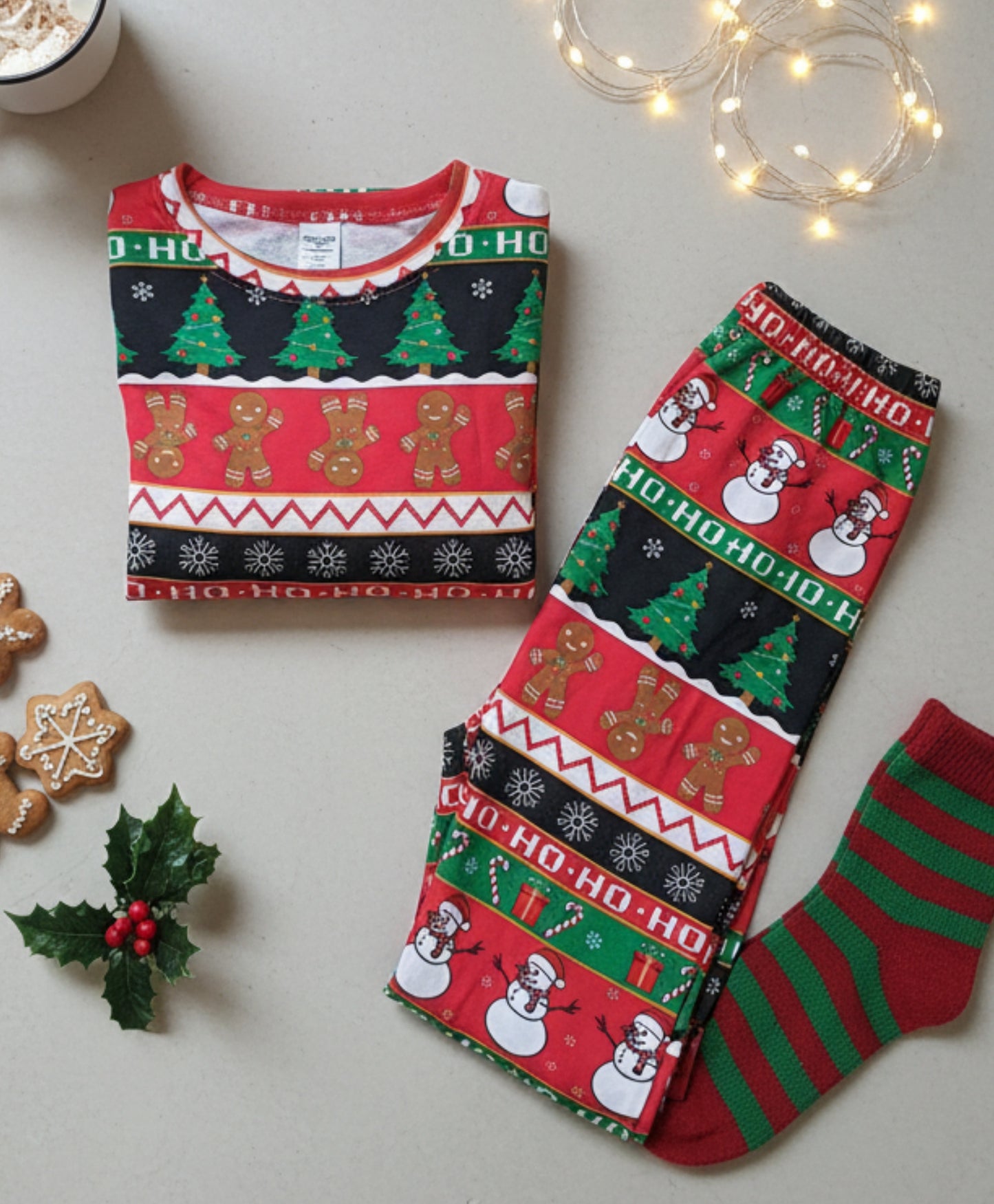 CHRISTMAS RED LONG SLEEVE PYJAMA SET - RED