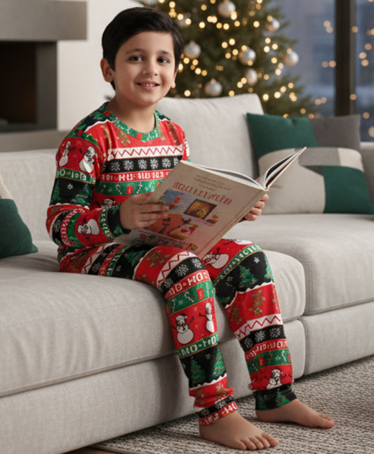 CHRISTMAS RED LONG SLEEVE PYJAMA SET - RED