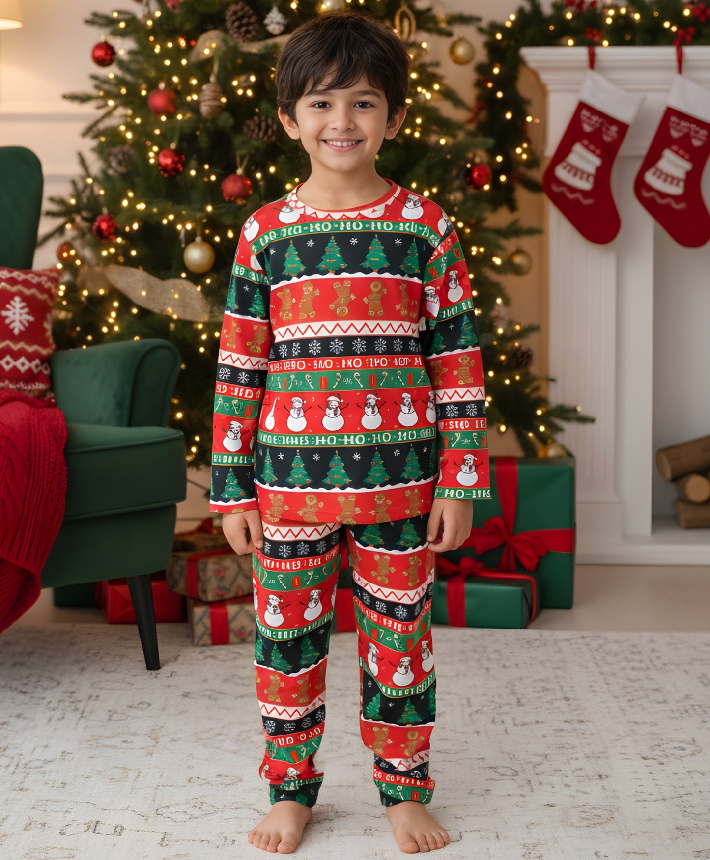 CHRISTMAS RED LONG SLEEVE PYJAMA SET - RED