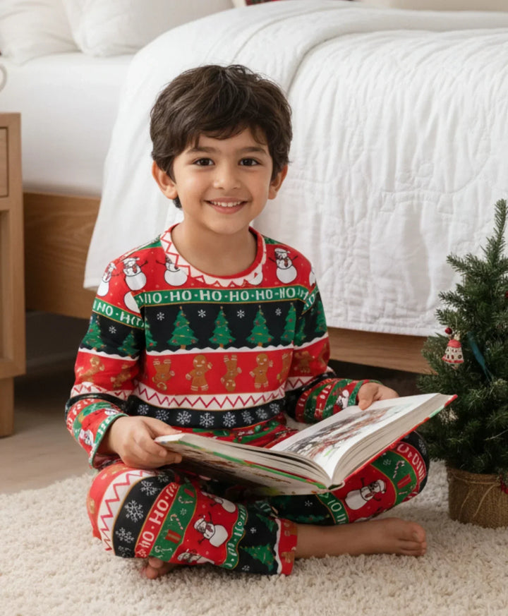 CHRISTMAS RED LONG SLEEVE PYJAMA SET - RED - Anthrilo 