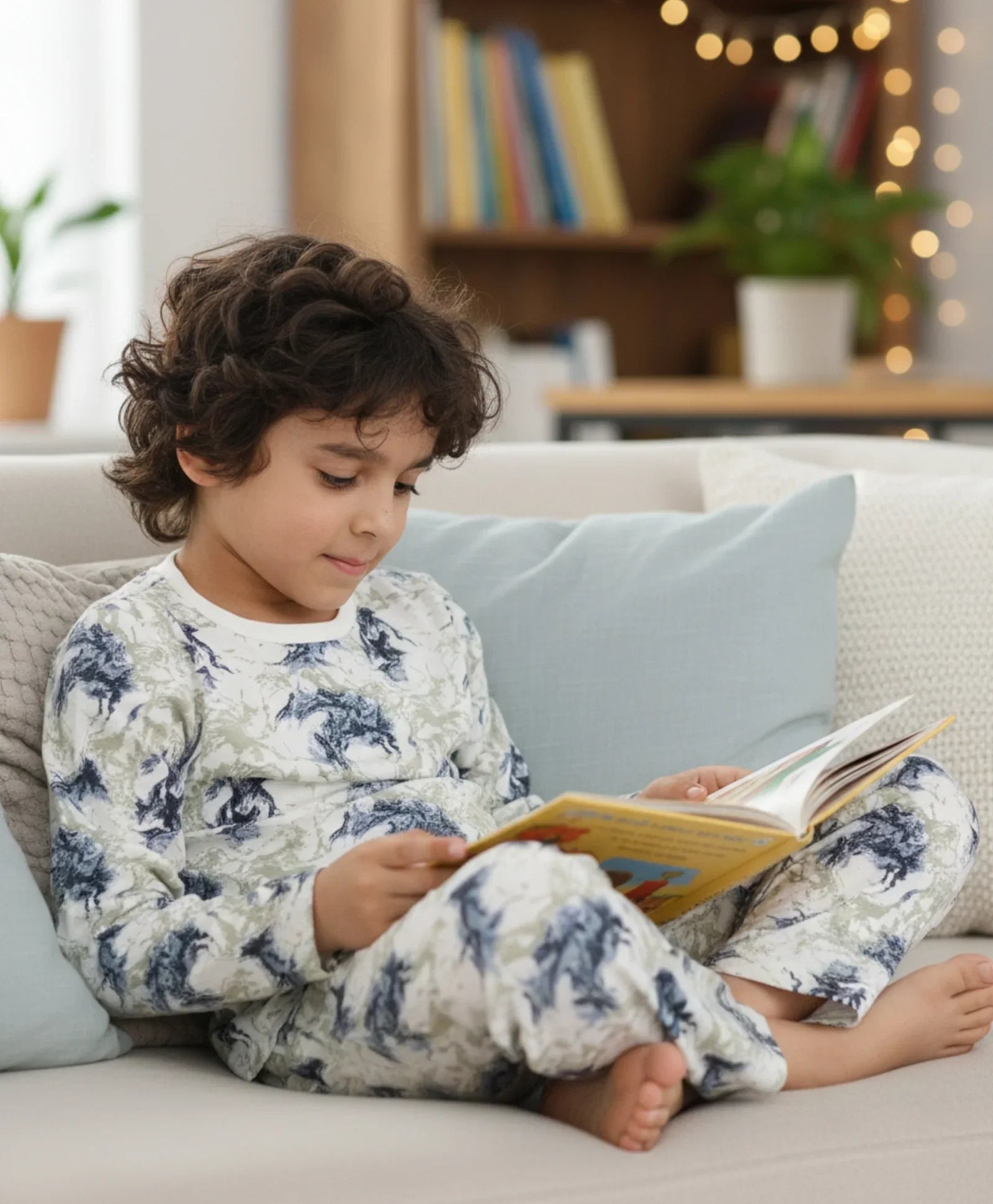 BLACK BLUE LIGHTING LONG SLEEVE PYJAMA SET - BLUE - Anthrilo 