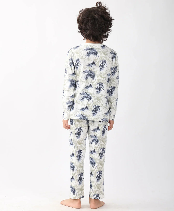 BLACK BLUE LIGHTING LONG SLEEVE PYJAMA SET - BLUE - Anthrilo 