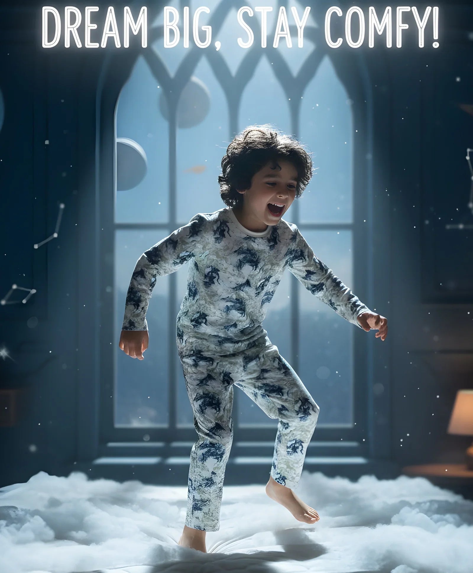 BLACK BLUE LIGHTING LONG SLEEVE PYJAMA SET - BLUE - Anthrilo 