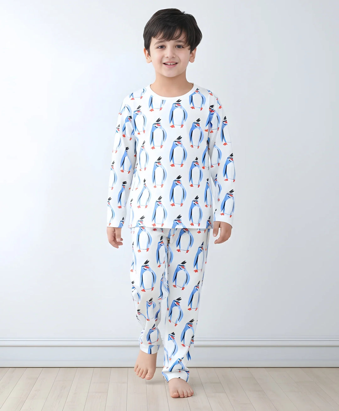 PENGUIN LONG SLEEVE PYJAMA SET -WHITE - Anthrilo 