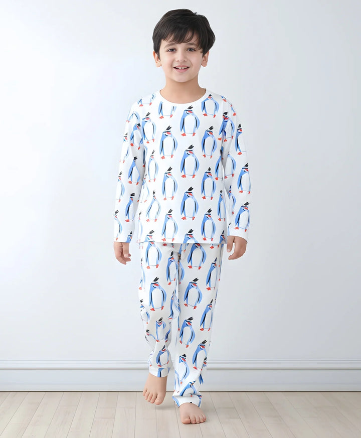 PENGUIN LONG SLEEVE PYJAMA SET -WHITE - Anthrilo 