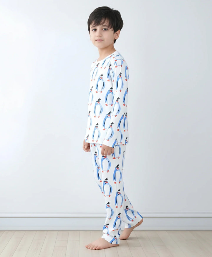 PENGUIN LONG SLEEVE PYJAMA SET -WHITE - Anthrilo 