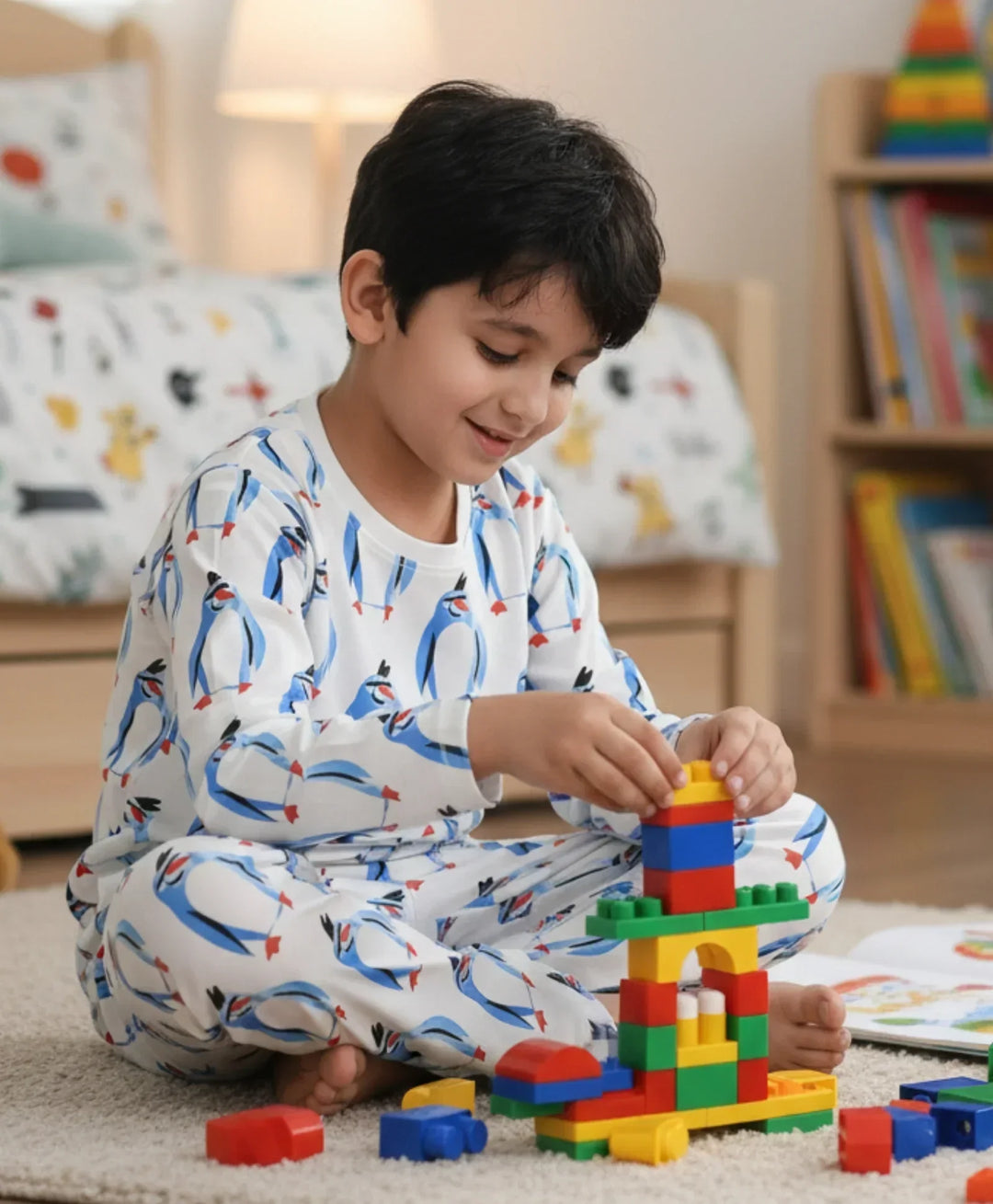 PENGUIN LONG SLEEVE PYJAMA SET -WHITE - Anthrilo 