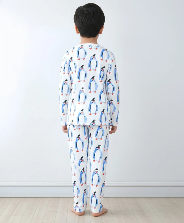 PENGUIN LONG SLEEVE PYJAMA SET -WHITE - Anthrilo 