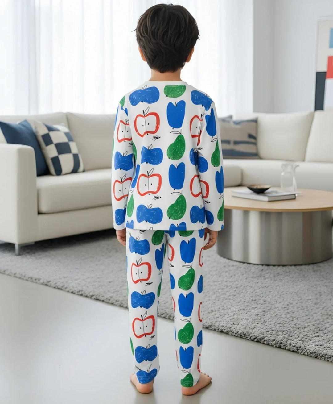 APPLE PEAR LONG SLEEVE PYJAMA SET -WHITE - Anthrilo 
