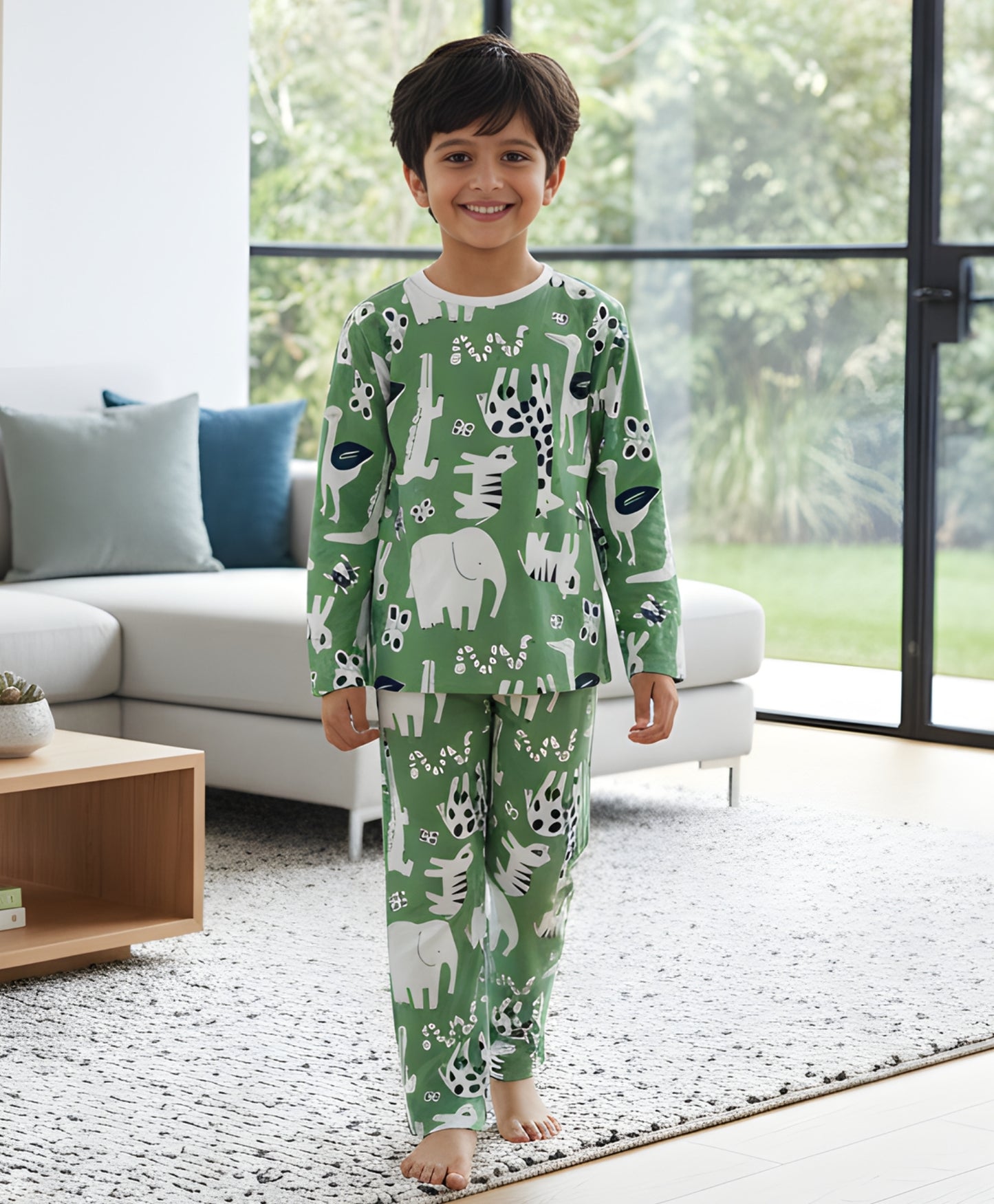 ANIMAL GREEN BOYS LONG SLEEVE PYJAMA SET - GREEN