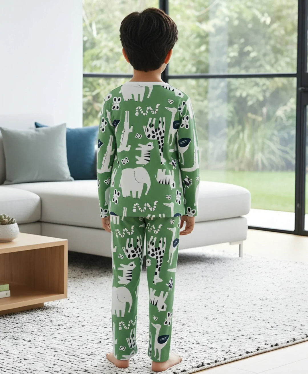 ANIMAL GREEN BOYS LONG SLEEVE PYJAMA SET - GREEN - Anthrilo 
