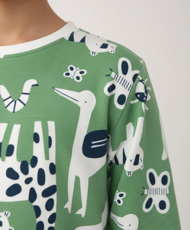 ANIMAL GREEN BOYS LONG SLEEVE PYJAMA SET - GREEN - Anthrilo 